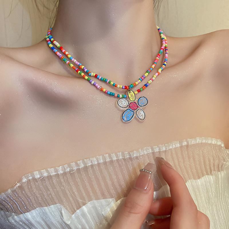 Wholesale Crystal Pearl Flower Heart Plastic Beaded Necklaces